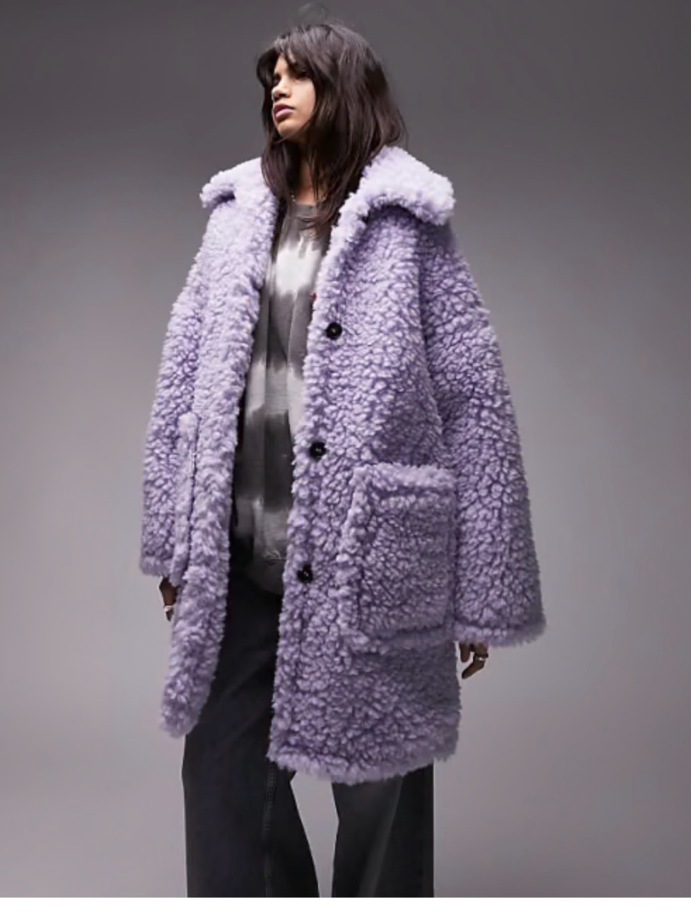 Topshop Lilac Teddy Coat Jacket